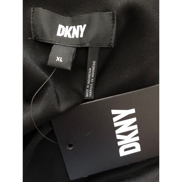 DKNY Women's XL Printed Lurex V-Neck Sleeveless Midi Dress in Inkblot NEW - Picture 10 of 10